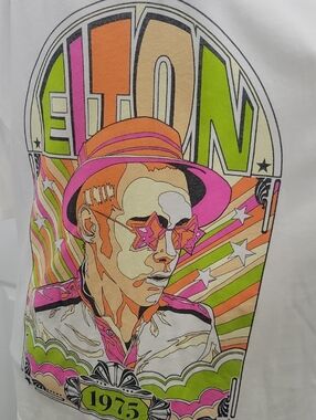Daydreamer Elton Graphic Tee - Cream with Pink, Orange & Lime Size Small